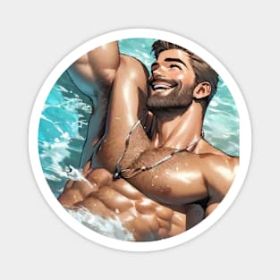 Handsome man in the pool Magnet